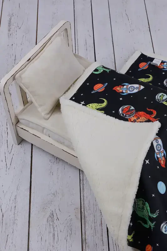 One Size Dinosaur Baby Blanket Thick Sherpa Fleece Blanket Wellsoft 100 x 81 Navy Blue 0 - 0.99 N-Dark Navy - 3