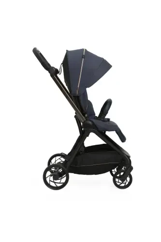 One4ever Lounge Double-Faced Easy Folding Cabin Baby Stroller Black Beauty-Navy Blue - 2
