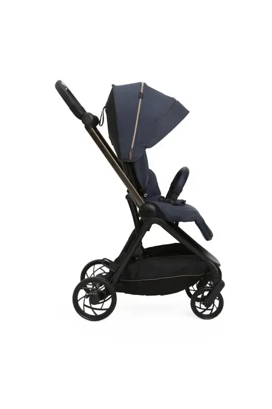 One4ever Lounge Double-Faced Easy Folding Cabin Baby Stroller Black Beauty-Navy Blue - 2