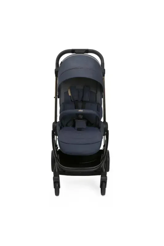 One4ever Lounge Double-Faced Easy Folding Cabin Baby Stroller Black Beauty-Navy Blue - 4