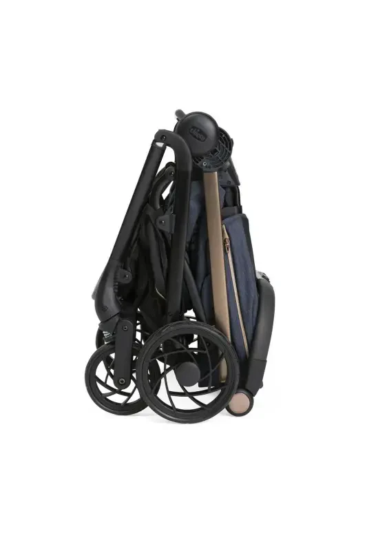 One4ever Lounge Double-Faced Easy Folding Cabin Baby Stroller Black Beauty-Navy Blue - 6