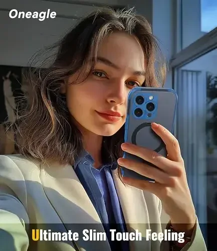 Oneagle Magnetic Stand for iPhone 16 Pro Case with 9H Screen Protector [Fit for MagSafe][Dual Layer][Invisible Metal Kickstand] Heavy Duty 12FT Military Shockproof Phone case for 16 Pro Blue - 6