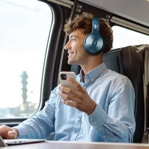 OneOdio Bluetooth Over Ear Headphones, 110 Hrs Wireless/Wired Stereo Sound Foldable Headsets with Deep Bass 50mm Neodymium Drivers for PC/Phone/Tablet - Studio Wireless Pro C, Sky Blue - 4