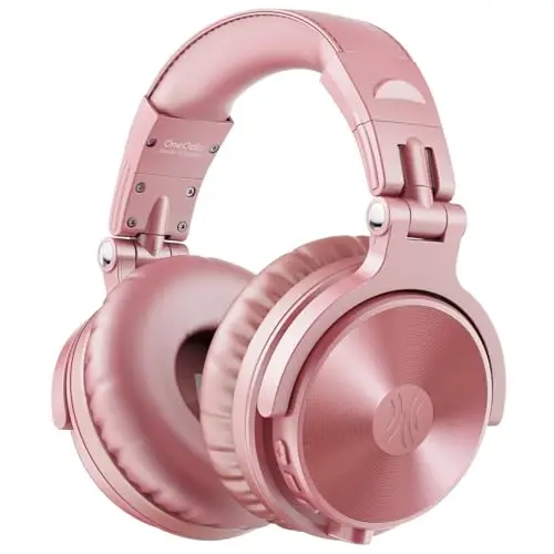 OneOdio Bluetooth Over Ear Headphones, 110 Hrs Wireless/Wired Stereo Sound Foldable Headsets with Deep Bass 50mm Neodymium Drivers for PC/Phone/Tablet - Studio Wireless Pro C, Rose Gold - 1