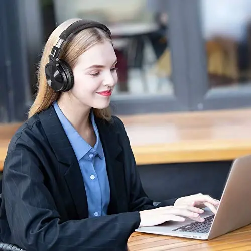 OneOdio Bluetooth Over Ear Headphones, 110 Hrs Wireless/Wired Stereo Sound Foldable Headsets with Deep Bass 50mm Neodymium Drivers for PC/Computer/Podcast- Studio Wireless Pro C, Black - 6