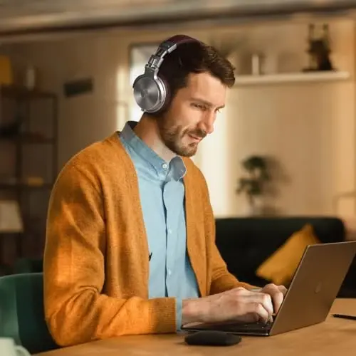 OneOdio Bluetooth quloqchinlari, 110 soat simsiz/simli stereo ovoz, chuqur basli 50 mm neodim drayverli, kompyuter/telefon/planshet uchun buklanadigan naushniklar - Studio Wireless Pro C, kumush - 6