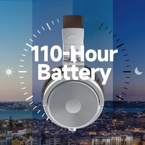 OneOdio Bluetooth quloqchinlari, 110 soat simsiz/simli stereo ovoz, chuqur basli 50 mm neodim drayverli, kompyuter/telefon/planshet uchun buklanadigan naushniklar - Studio Wireless Pro C, kumush - 3