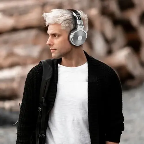 OneOdio Bluetooth quloqchinlari, 110 soat simsiz/simli stereo ovoz, chuqur basli 50 mm neodim drayverli, kompyuter/telefon/planshet uchun buklanadigan naushniklar - Studio Wireless Pro C, kumush - 4