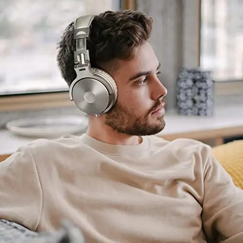 OneOdio Bluetooth quloqchinlari, 110 soat simsiz/simli stereo ovoz, katlanuvchi quloqchinlar, chuqur basli 50 mm neodimiy haydovchilar, kompyuter/telefon/planshet uchun - Studio Wireless Pro C, shampan oltin - 4