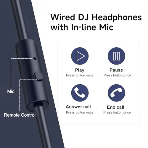 OneOdio Wired Over Ear Headphones Studio Monitor & Mixing DJ Stereo Headsets with 50mm Neodymium Drivers and 1/4 to 3.5mm Jack for AMP Computer Recording Podcast Keyboard Guitar Laptop - Dark Blue - 4