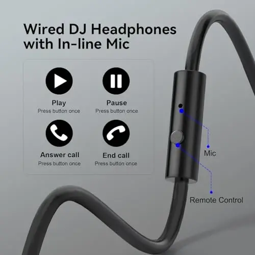 OneOdio Wired Over Ear Headphones Hi-Res Studio Monitor & Mixing DJ Stereo Headsets with 50mm Drivers and 1/4 to 3.5mm Jack for AMP Computer Recording Podcast Keyboard Guitar Laptop - Black - 4