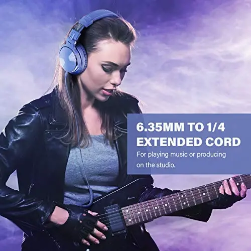 OneOdio simli quloqchinlar Studio Monitor & Mikser DJ Stereo Garnituralari 50 mm Neodim Drajverlari va 1/4 dan 3,5 mm gacha AMP Kompyuter Yozuv Podkast Klaviatura Gitara Noutbuk uchun Jek - Ochiq Moviy - 4