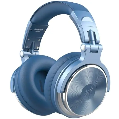 OneOdio simli quloqchinli yuqori aniqlikdagi studiya monitori va aralashtirish DJ stereo garnituralari 50 mm drayverlar va AMP kompyuter yozuvi podkast klaviatura gitara noutbuki uchun 1/4 dan 3,5 mm gacha ulagich - Sky Blue - ONEODIO