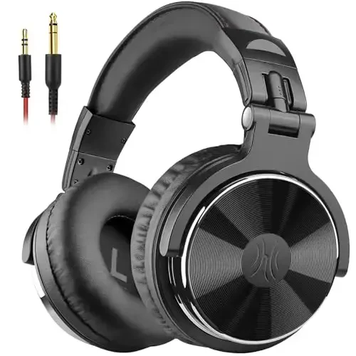 OneOdio Wired Over Ear Headphones Studio Monitor & Mixing DJ Stereo Headsets with 50mm Neodymium Drivers and 1/4 to 3.5mm Jack for AMP Computer Recording Podcast Keyboard Guitar Laptop - Black - OneOdio