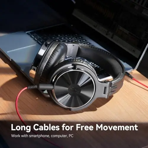 OneOdio Wired Over Ear Headphones Studio Monitor & Mixing DJ Stereo Headsets with 50mm Neodymium Drivers and 1/4 to 3.5mm Jack for AMP Computer Recording Podcast Keyboard Guitar Laptop - Black - 3