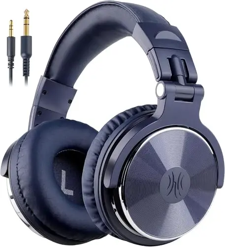 OneOdio Wired Over Ear Headphones Studio Monitor & Mixing DJ Stereo Headsets with 50mm Neodymium Drivers and 1/4 to 3.5mm Jack for AMP Computer Recording Podcast Keyboard Guitar Laptop - Dark Blue - 2
