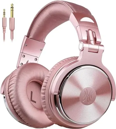 OneOdio Wired Over Ear Headphones Studio Monitor & Mixing DJ Stereo Headsets with 50mm Neodymium Drivers and 1/4 to 3.5mm Jack for AMP Computer Recording Podcast Keyboard Guitar Laptop - Pink - 2