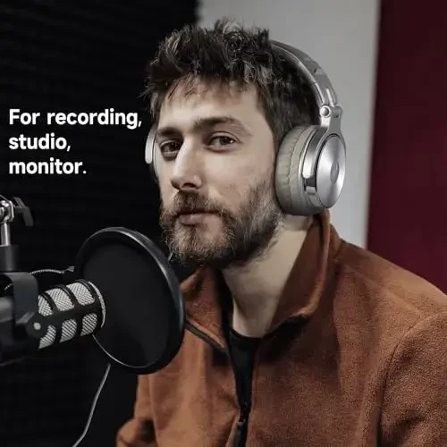 OneOdio Wired Over Ear Headphones Studio Monitor & Mixing DJ Stereo Headsets with 50mm Neodymium Drivers and 1/4 to 3.5mm Jack for AMP Computer Recording Podcast Keyboard Guitar Laptop - Silver - 4