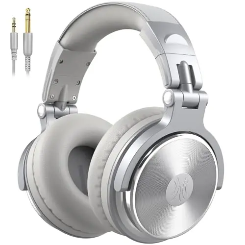 OneOdio Wired Over Ear Headphones Studio Monitor & Mixing DJ Stereo Headsets with 50mm Neodymium Drivers and 1/4 to 3.5mm Jack for AMP Computer Recording Podcast Keyboard Guitar Laptop - Silver - ONEODIO (1)