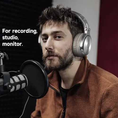OneOdio Wired Over Ear Headphones Studio Monitor & Mixing DJ Stereo Headsets with 50mm Neodymium Drivers and 1/4 to 3.5mm Jack for AMP Computer Recording Podcast Keyboard Guitar Laptop - Silver - 4