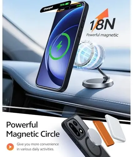 Oneplus 15 G‘ilofi uchun FNTCASE: Magnitli Mat Shaffof Muzli Yupqa Zarbaga Qarshi Telefon Qoplami | Bardoshli Ekranni Himoya Qilish | Harbiy Darajadagi Himoya Tomchisidan Himoya Qiluvchi Qoplamalar, 6.78 dyuym - 3