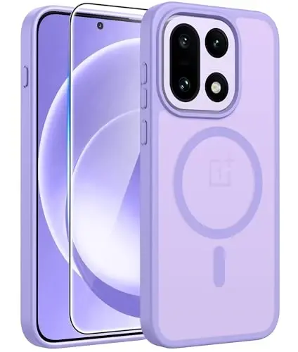 Oneplus 15 G‘ilofi uchun FNTCASE: Magnitli Mat Shaffof Muzli Yupqa Zarbga Chidamli Uyali Telefon Qopqog‘i | Chidamli Ekran Himoyachisi | Harbiy Darajadagi Himoya Tomchilatib Himoya Qiluvchi Himoya G‘iloflari, 6.78 dyuym 