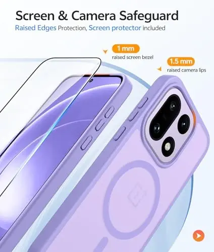 Oneplus 15 G‘ilofi uchun FNTCASE: Magnitli Mat Shaffof Muzli Yupqa Zarbga Chidamli Uyali Telefon Qopqog‘i | Chidamli Ekran Himoyachisi | Harbiy Darajadagi Himoya Tomchilatib Himoya Qiluvchi Himoya G‘iloflari, 6.78 dyuym - 4