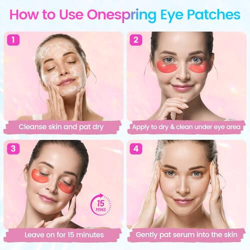 Onespring Under Eye Patches (24 Pairs) - Upgrade Eye Gel Pads for Wrinkles, Puffy Eyes, Dark Circles, Eye Bags, Natural Collagen Eye Gels Pads, Under Eye Mask Patches for Refreshing, Revitalizing - 16