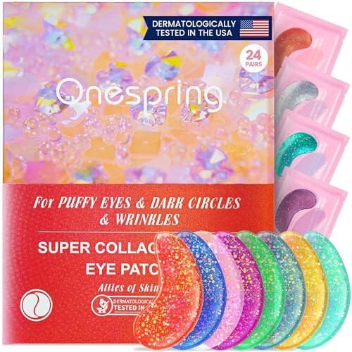 Onespring Under Eye Patches (24 Pairs) - Upgrade Eye Gel Pads for Wrinkles, Puffy Eyes, Dark Circles, Eye Bags, Natural Collagen Eye Gels Pads, Under Eye Mask Patches for Refreshing, Revitalizing - 8