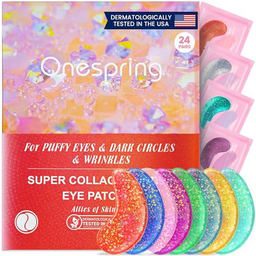 Onespring Under Eye Patches (24 Pairs) - Upgrade Eye Gel Pads for Wrinkles, Puffy Eyes, Dark Circles, Eye Bags, Natural Collagen Eye Gels Pads, Under Eye Mask Patches for Refreshing, Revitalizing - 8