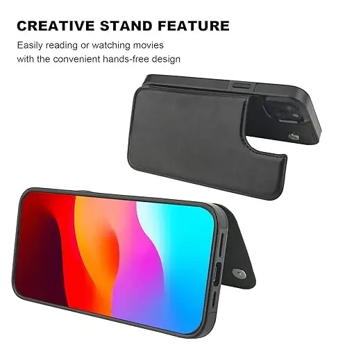 ONETOP Compatible with iPhone 15 Plus Wallet Case with Card Holder, PU Leather Kickstand Card Slots Case, Double Magnetic Clasp and Durable Shockproof Cover 6.7 Inch (Black) - 5