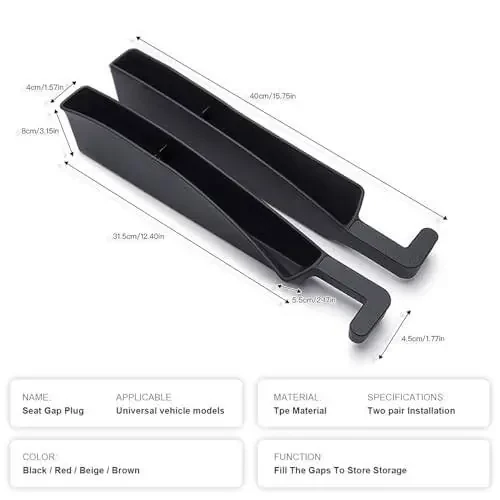 ONISMEZ 2PCS Car Seat Gap Filler Organizer,Multifunctional Car Gap Fillers with USB and Phone Holder, Universal Car Seat Storage Organizer Between Seats for Phone, Keys, Eyeglasses(Black) - 2