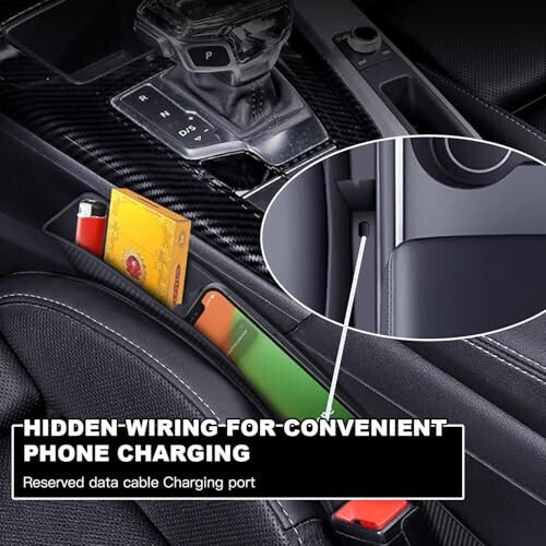 ONISMEZ 2PCS Car Seat Gap Filler Organizer,Multifunctional Car Gap Fillers with USB and Phone Holder, Universal Car Seat Storage Organizer Between Seats for Phone, Keys, Eyeglasses(Black) - 3