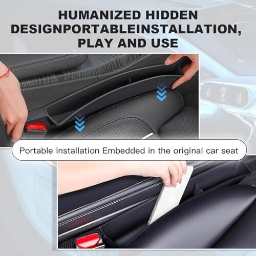 ONISMEZ 2PCS Car Seat Gap Filler Organizer,Multifunctional Car Gap Fillers with USB and Phone Holder, Universal Car Seat Storage Organizer Between Seats for Phone, Keys, Eyeglasses(Black) - 6