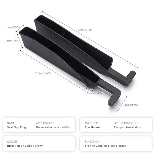 ONISMEZ 2PCS Car Seat Gap Filler Organizer, Multifunctional Car Gap Fillers with USB and Phone Holder, Universal Car Seat Storage Organizer Between Seats for Phone, Keys, Eyeglasses(Black) - 2