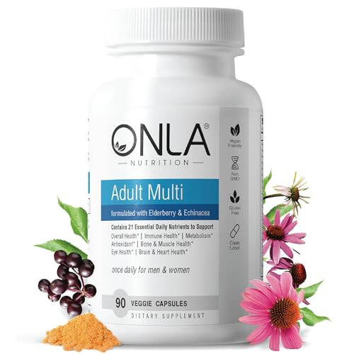 ONLA Kadınlar İçin Karadut Takviyeleri 80mg - Vegan Multivitaminler Bağışıklık Desteği İçin Echinacea 20mg, Çinko, A, C, D3 ve B6 Vitaminiyle - GDO'suz, Glutensiz Günlük Kapsüller - 3 Aylık Tedarik - ABD'de Üretilmiştir - 2