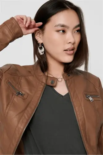 Onlbandıt Faux Leather Bıker Otw Noos Mont 15081400 Cognac - Cognac - 4