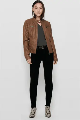 Onlbandıt Faux Leather Bıker Otw Noos Mont 15081400 Cognac - Cognac - ONLY (1)