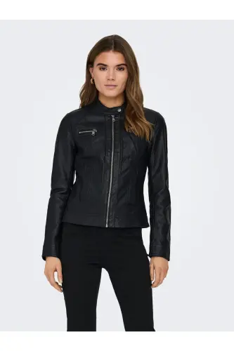 Onlbandıt Faux Leather Bıker Otw Noos Kadın Deri Mont Ve Ceket 15081400 Black - Black - 1