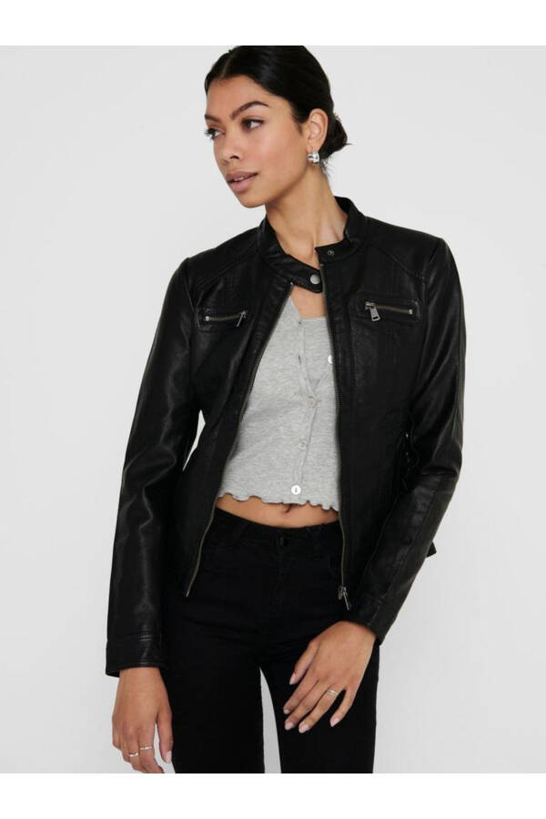 Onlbandıt Women's Faux Leather Slim Fit Jacket 15081400 - 4