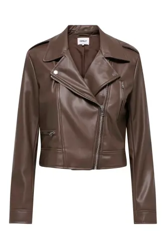 OnlJıll Faux Leather Bıker Otw Noos Kadın Suni Deri Mont Ve Ceket Kahve - Kahverengi15361396 - 3