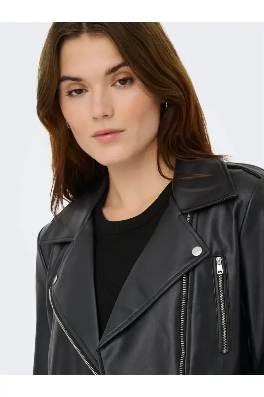 OnlJıll Faux Leather Bıker Otw Noos Kadın Suni Deri Mont Ve Ceket Siyah - Siyah15361396 - 1
