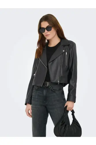OnlJıll Faux Leather Bıker Otw Noos Kadın Suni Deri Mont Ve Ceket Siyah - Siyah15361396 - 3