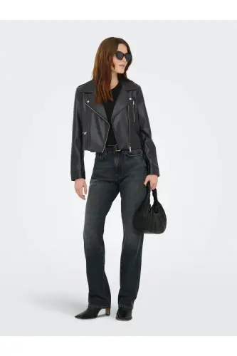 OnlJıll Faux Leather Bıker Otw Noos Kadın Suni Deri Mont Ve Ceket Siyah - Siyah15361396 - 5