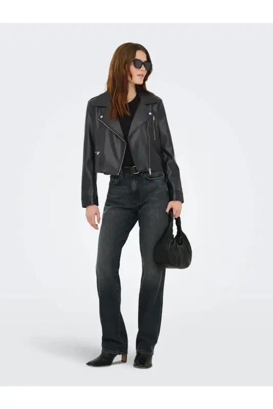 OnlJıll Faux Leather Bıker Otw Noos Kadın Suni Deri Mont Ve Ceket Siyah - Siyah15361396 - 5