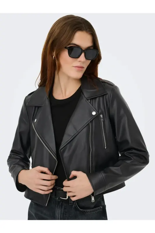 OnlJıll Faux Leather Bıker Otw Noos Kadın Suni Deri Mont Ve Ceket Siyah - Siyah15361396 - 6