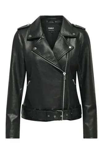ONLMILLE 15357332 Siyah Kadın Deri Ceket - BLACK/SİYAH - 1