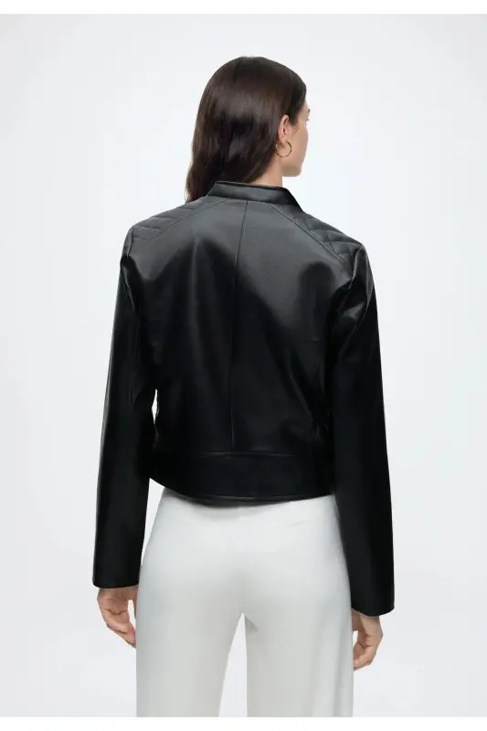ONLYJıll Biker Otw Noos Kadın Deri Ceket Black - Siyah55 - 1