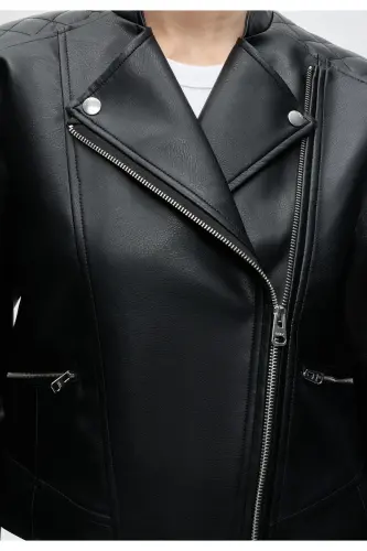 ONLYJıll Biker Otw Noos Kadın Deri Ceket Black - Siyah55 - 3