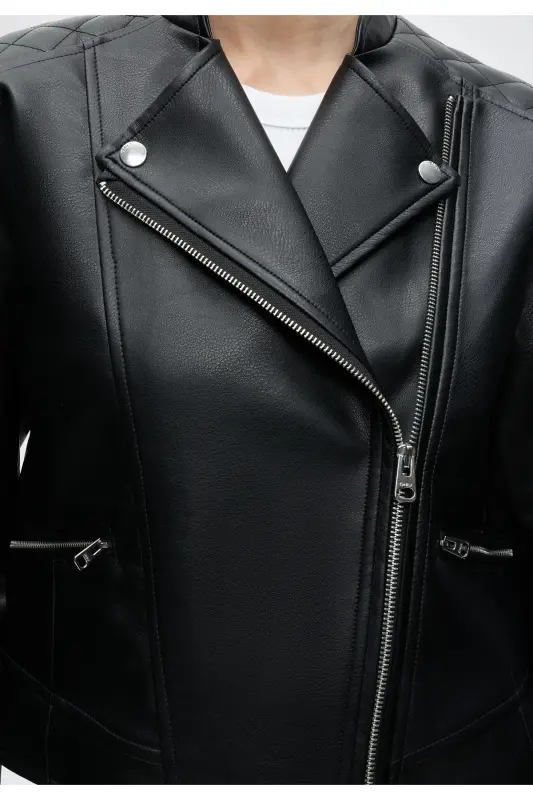 ONLYJıll Biker Otw Noos Kadın Deri Ceket Black - Siyah55 - 3